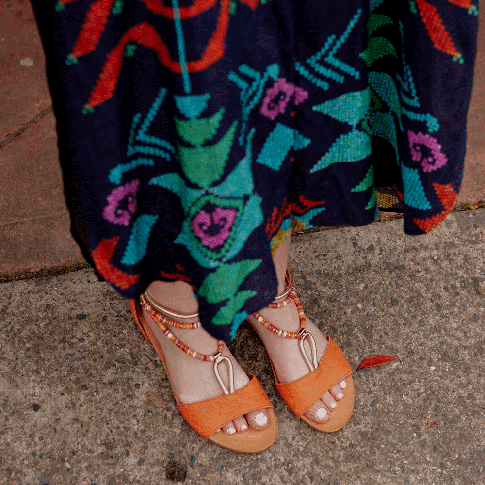 Jazmin Bright Orange Leather Sandals, DJANGO & JULIETTE - Shouz