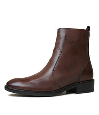 Seline Chestnut Leather Ankle Boots, EOS FOOTWEAR - Shouz