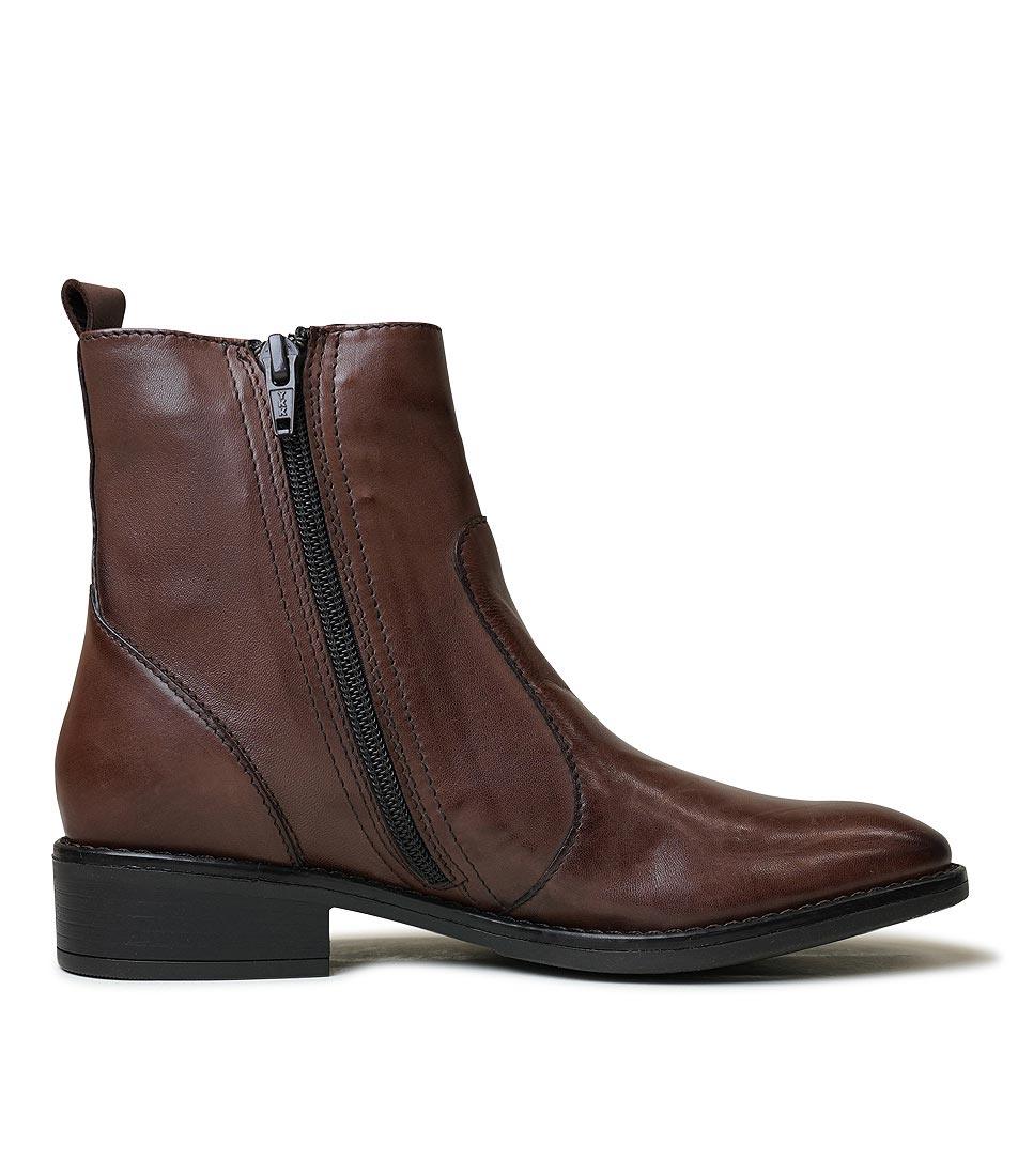 Seline Chestnut Leather Ankle Boots, EOS FOOTWEAR - Shouz