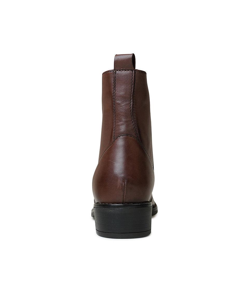 Seline Chestnut Leather Ankle Boots, EOS FOOTWEAR - Shouz