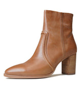 Anahi Tan Leather Ankle Boots, DJANGO & JULIETTE - Shouz