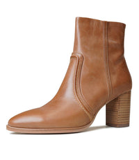 Anahi Tan Leather Ankle Boots, DJANGO & JULIETTE - Shouz