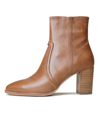 Anahi Tan Leather Ankle Boots, DJANGO & JULIETTE - Shouz