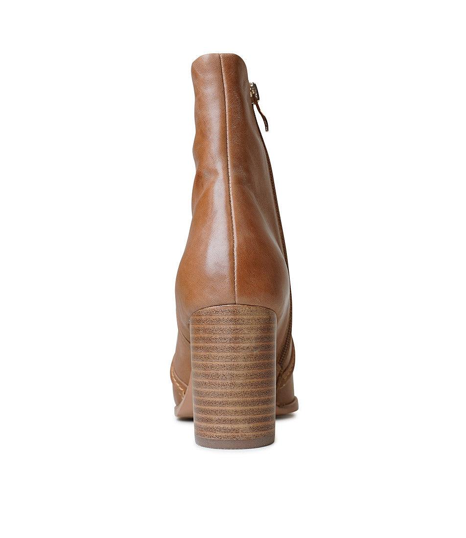 Anahi Tan Leather Ankle Boots, DJANGO & JULIETTE - Shouz
