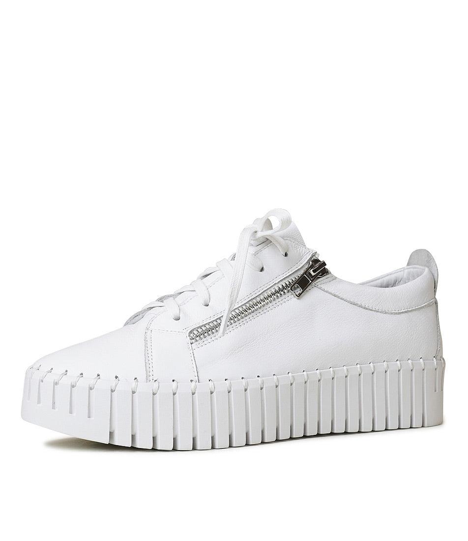Bump White Leather Sneakers - Shouz