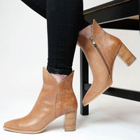Astronomy Tan Leather Ankle Boots, DJANGO & JULIETTE - Shouz