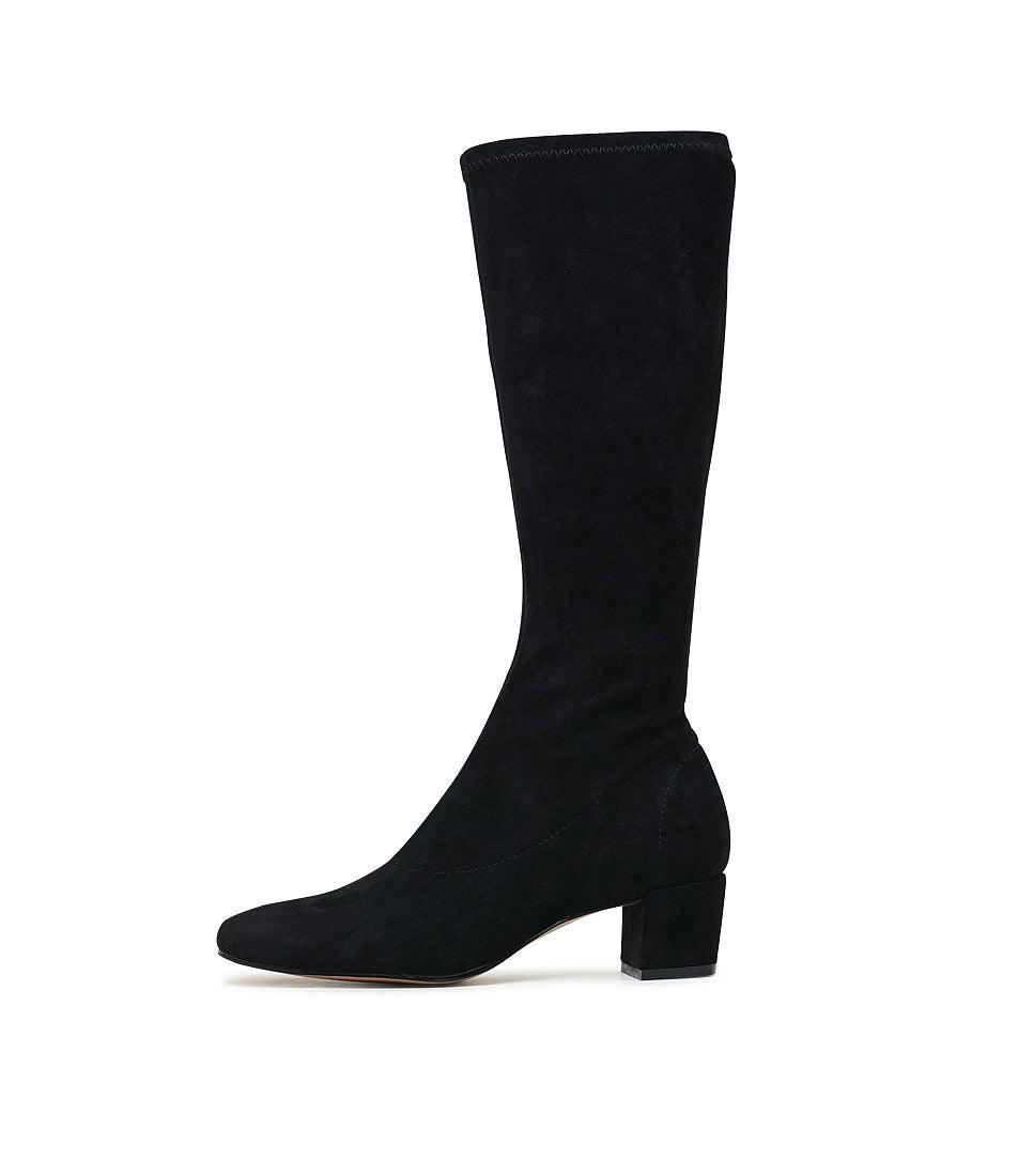 Hayleys Black Microsuede Knee High Boots, DJANGO & JULIETTE - Shouz