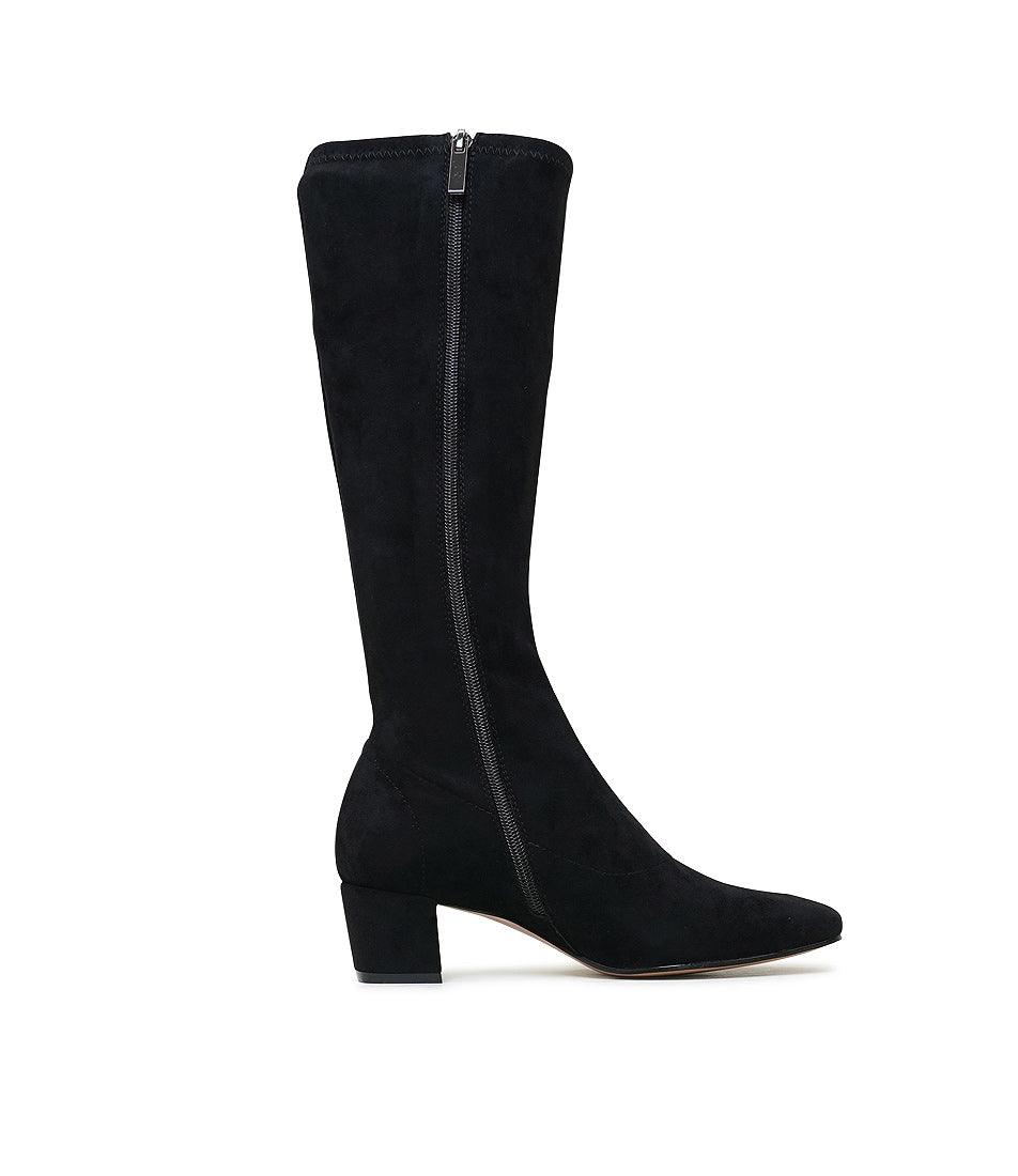 Hayleys Black Microsuede Knee High Boots, DJANGO & JULIETTE - Shouz