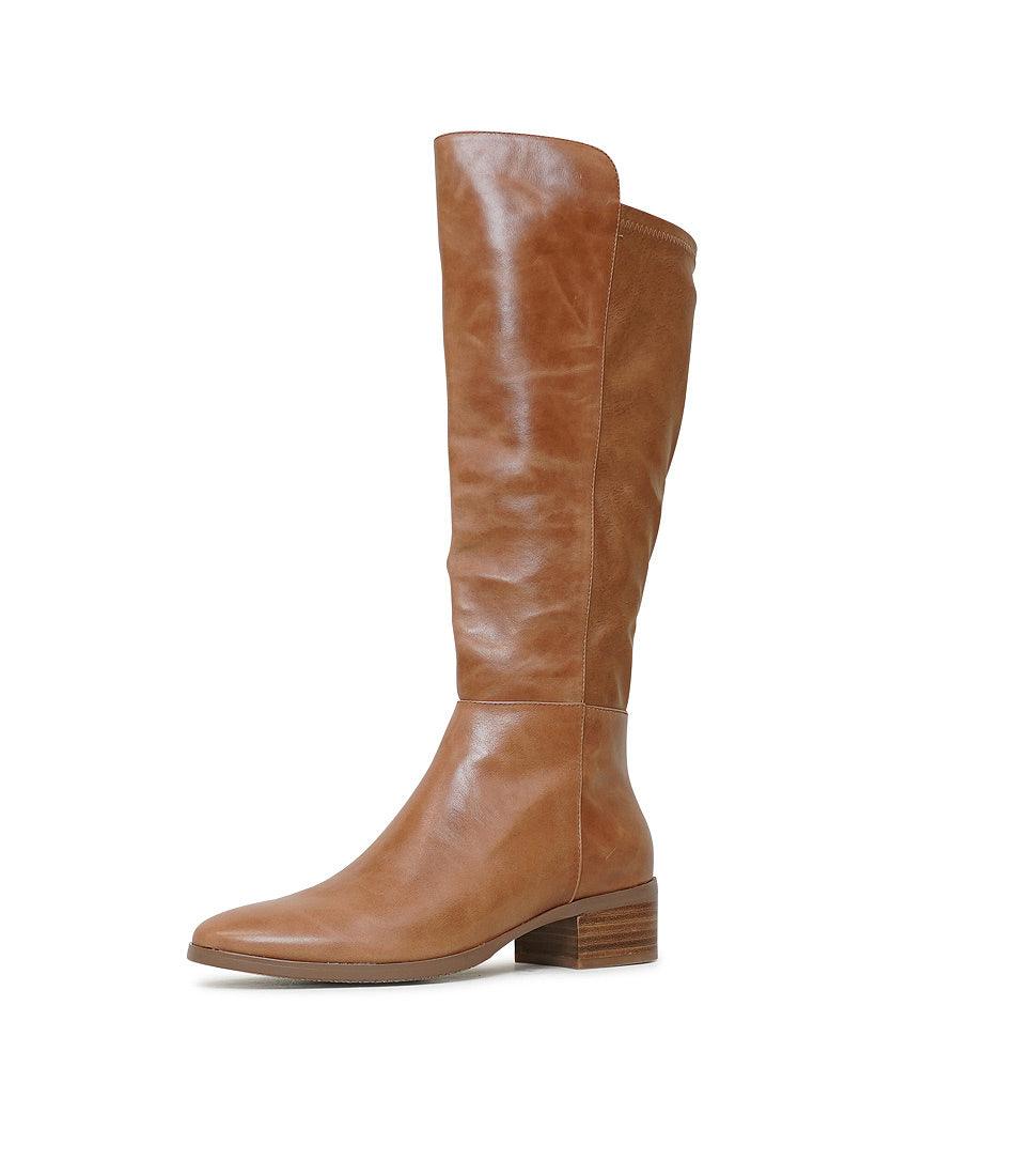 Tetley Tan Leather Knee High Boots - Shouz