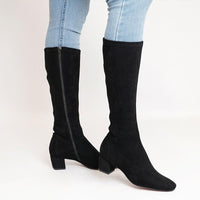 Hayleys Black Microsuede Knee High Boots, DJANGO & JULIETTE - Shouz