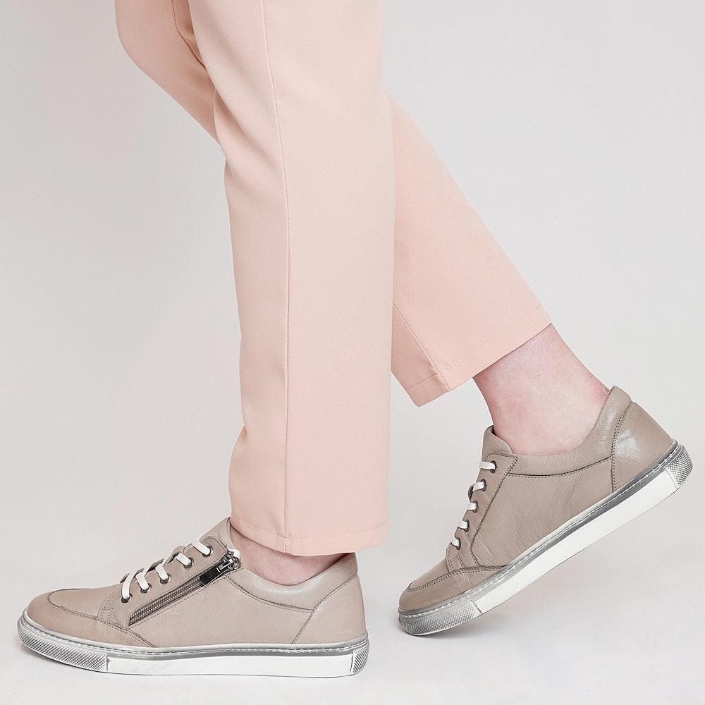 Ronnie Taupe Leather Sneakers - Shouz