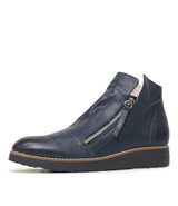 Ohmy Navy/ Navy Leather Ankle Boots, TOP END - Shouz