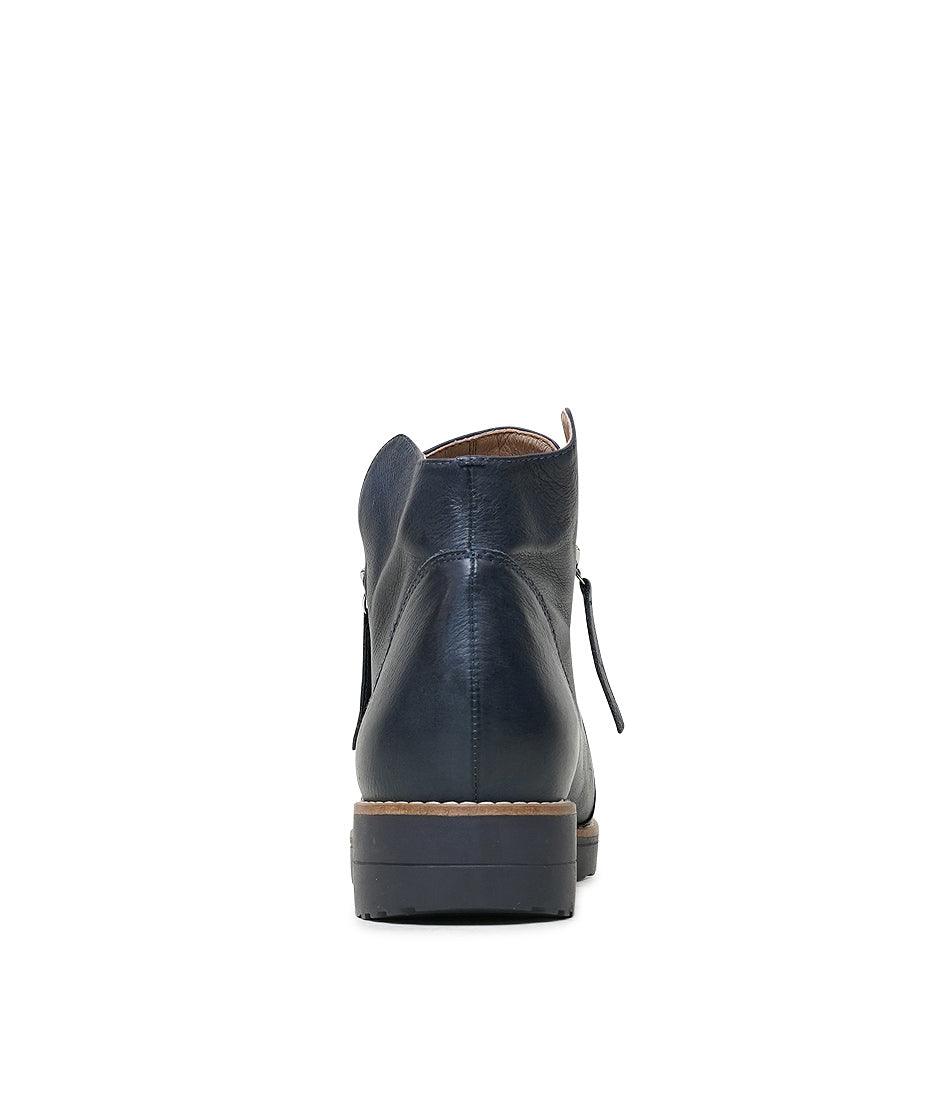 Ohmy Navy/ Navy Leather Ankle Boots, TOP END - Shouz