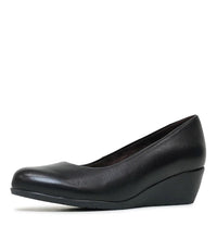 Sofia Black Leather Wedges, ZETA - Shouz