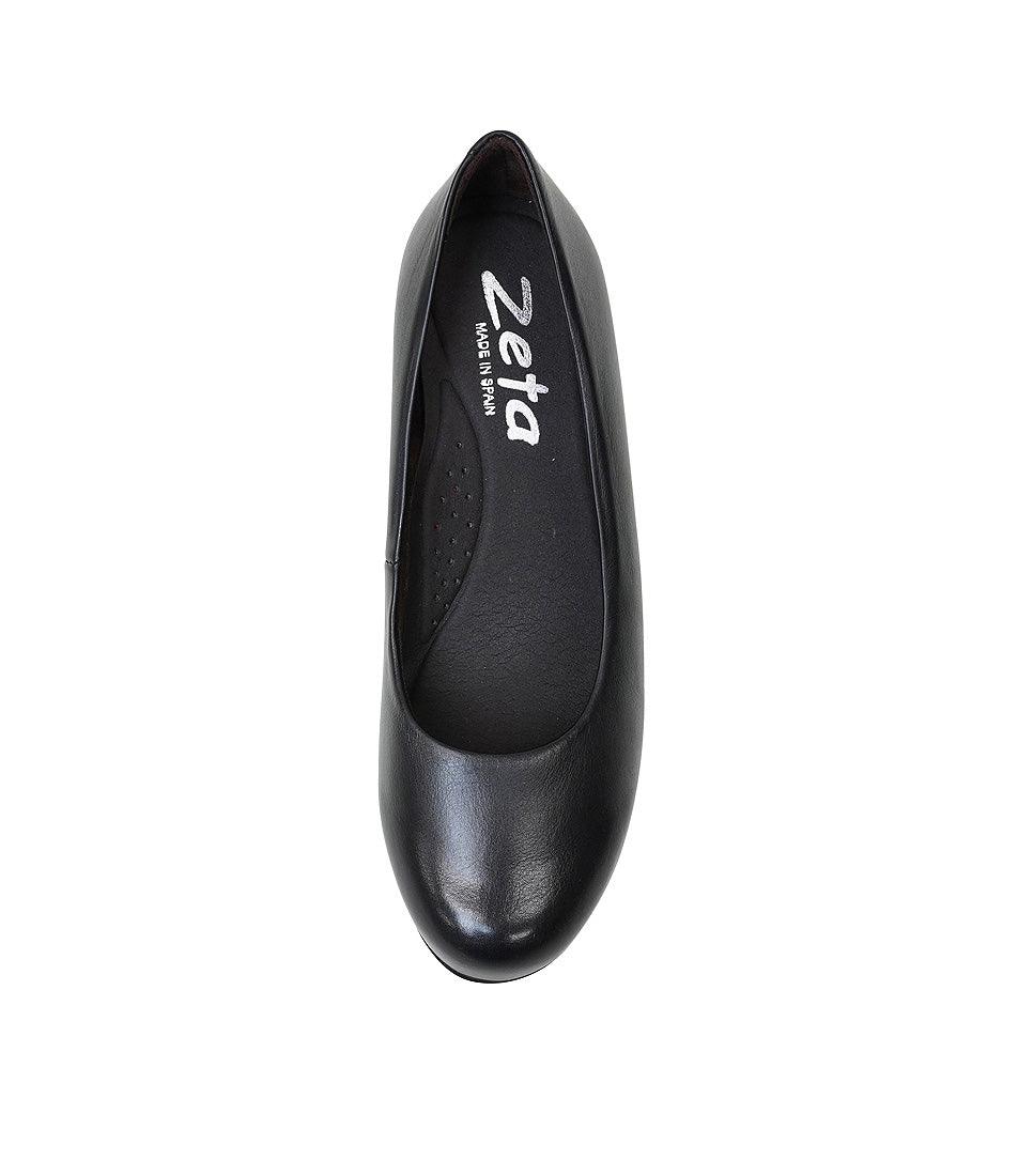 Sofia Black Leather Wedges, ZETA - Shouz