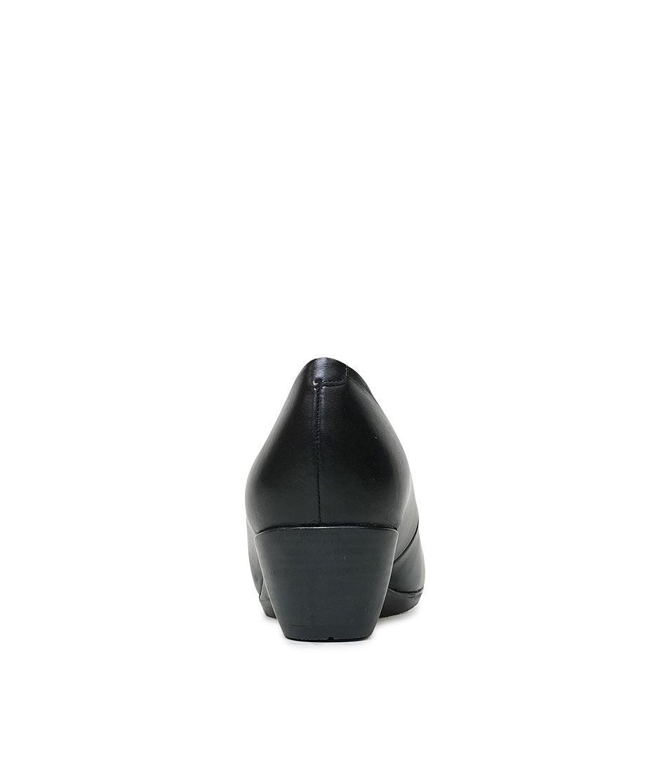Sofia Black Leather Wedges, ZETA - Shouz