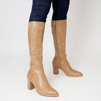 Allouta Tan Leather Knee High Boots, DJANGO & JULIETTE - Shouz