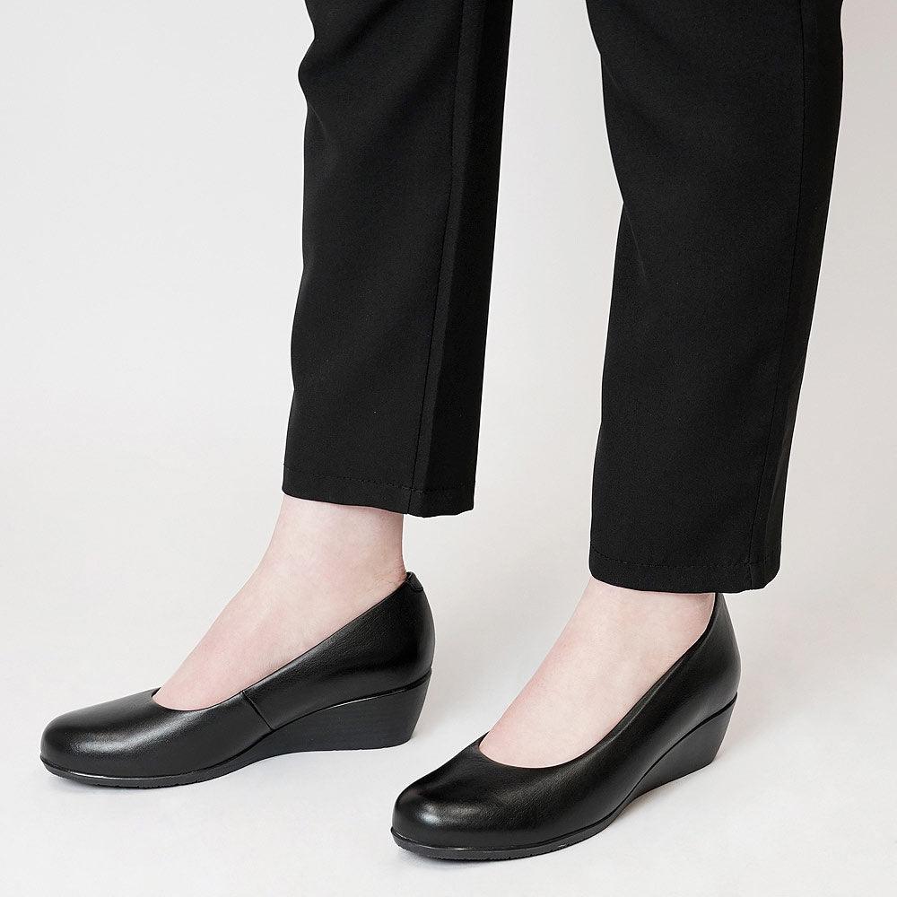 Sofia Black Leather Wedges, ZETA - Shouz