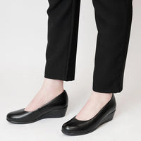 Sofia Black Leather Wedges, ZETA - Shouz