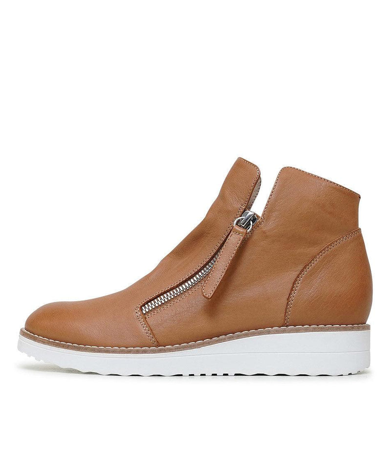 Ohmy Dark Tan Leather Ankle Boots - Shouz