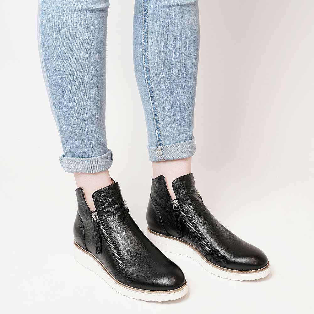 Ohmy Black Leather Ankle Boots, TOP END - Shouz