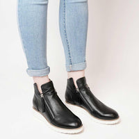 Ohmy Black Leather Ankle Boots, TOP END - Shouz