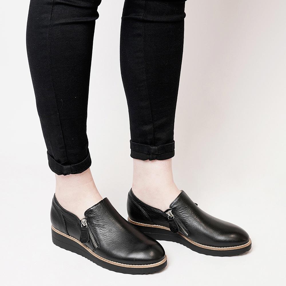 Otilia Black/ Black Leather Sneakers, TOP END - Shouz