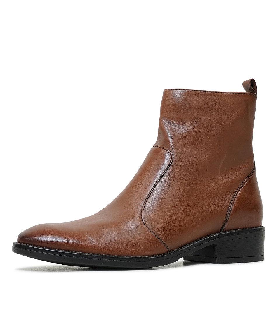 Seline Brandy Leather Ankle Boots, EOS FOOTWEAR - Shouz