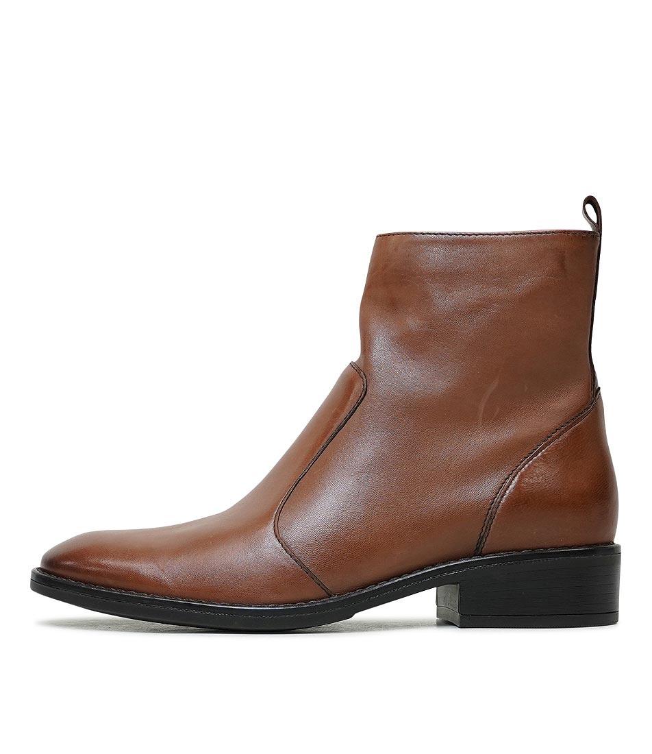Seline Brandy Leather Ankle Boots, EOS FOOTWEAR - Shouz