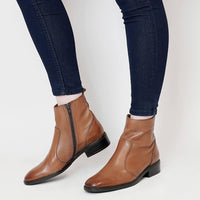 Seline Brandy Leather Ankle Boots, EOS FOOTWEAR - Shouz