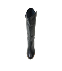 Setley Black/ Natural Heel Leather Knee High Boots, DJANGO & JULIETTE - Shouz