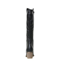 Setley Black/ Natural Heel Leather Knee High Boots, DJANGO & JULIETTE - Shouz