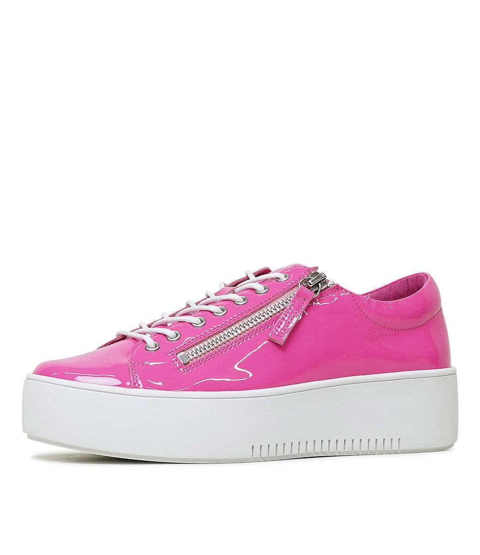 Wolfie Hot Pink Patent Leather Sneakers - Shouz