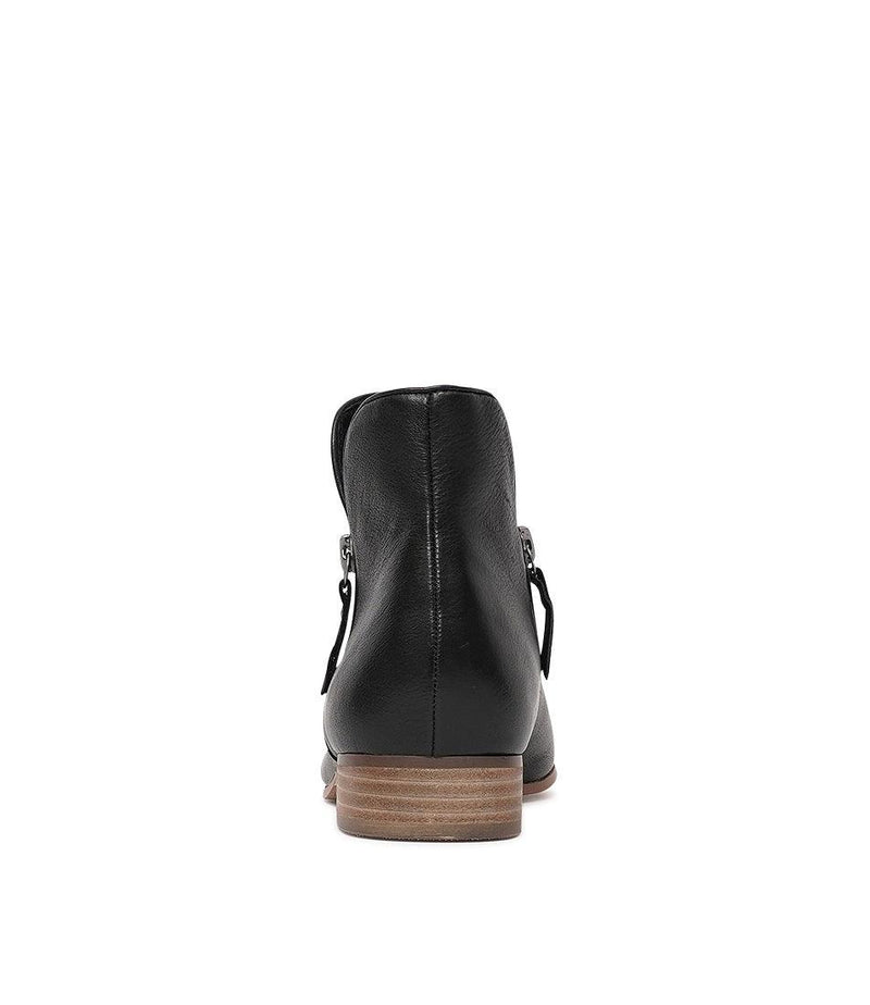 Faye Black/ Natural Heel Leather Ankle Boots - Shouz
