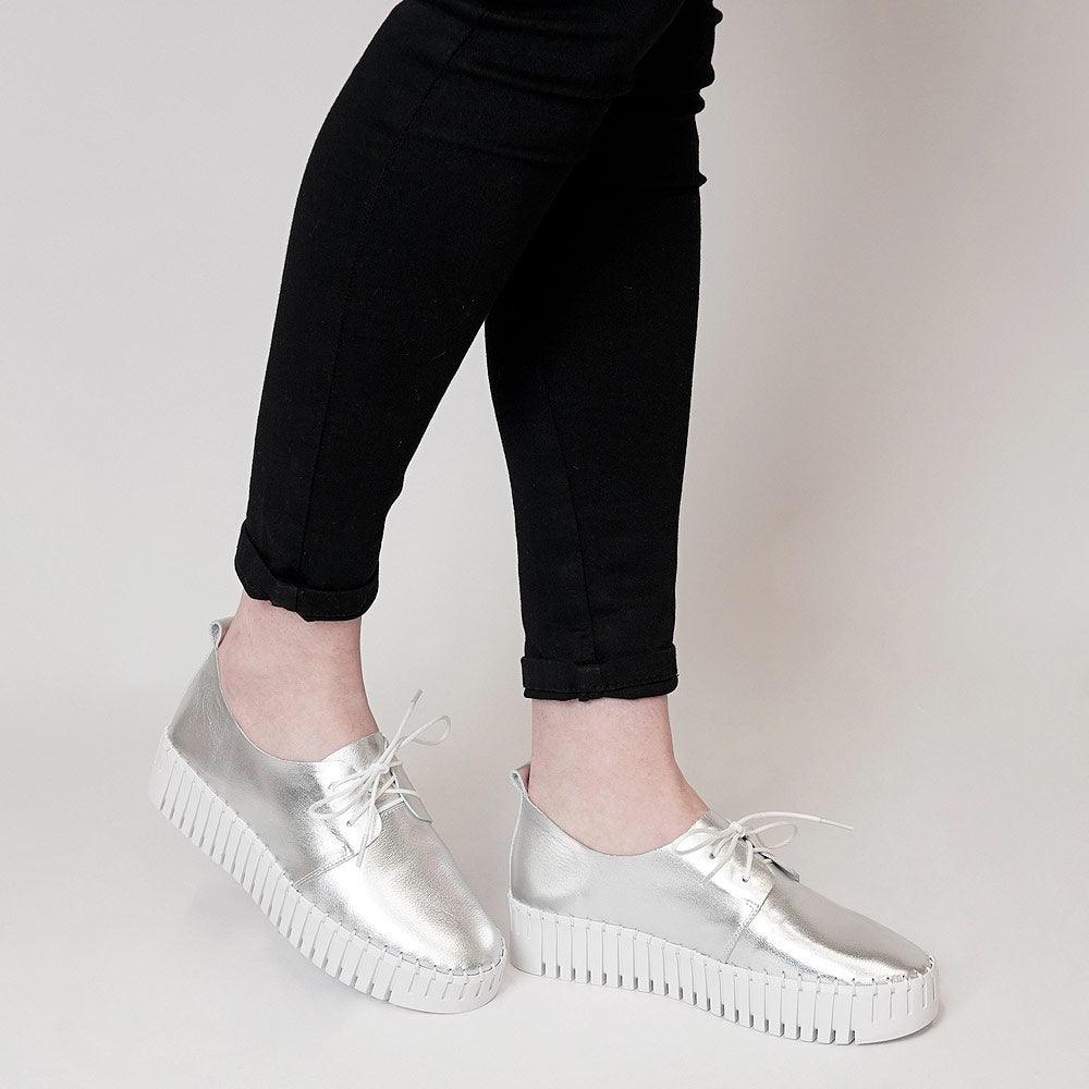 Brenda Silver Leather Sneakers, DJANGO & JULIETTE - Shouz
