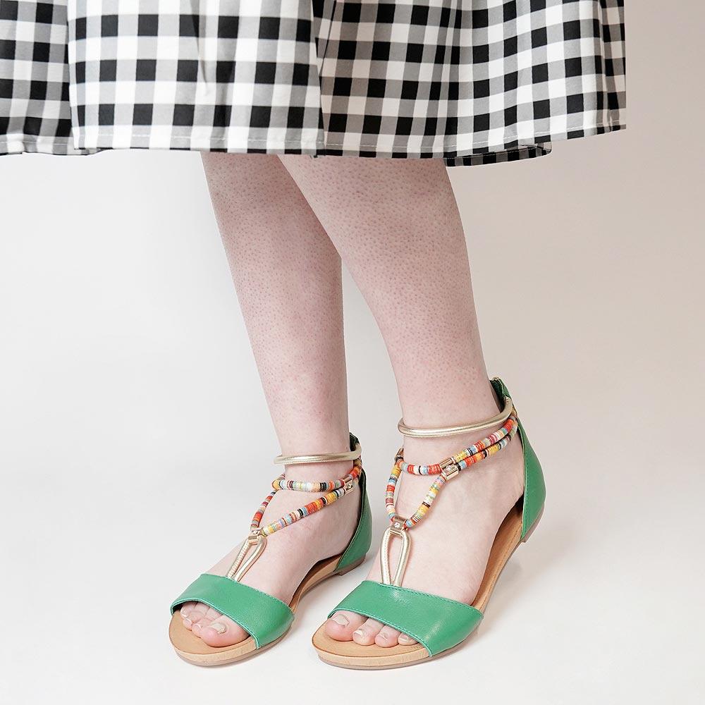 Jazmin Emerald Leather Sandals, DJANGO & JULIETTE - Shouz
