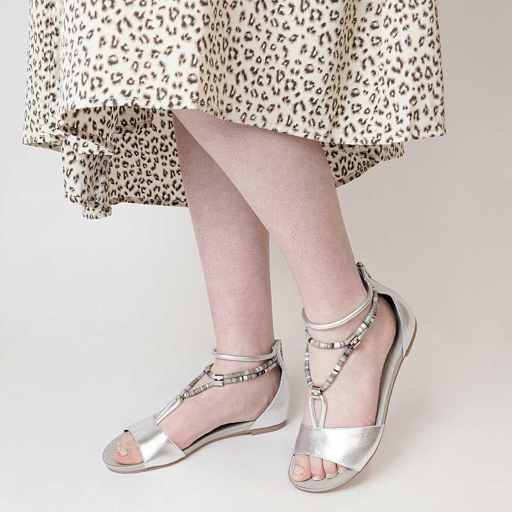 Jazmin Silver Leather Sandals, DJANGO & JULIETTE - Shouz