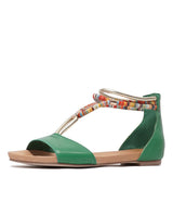 Jazmin Emerald Leather Sandals, DJANGO & JULIETTE - Shouz