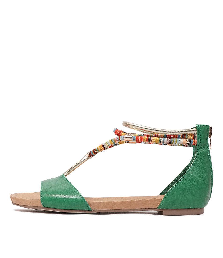 Jazmin Emerald Leather Sandals, DJANGO & JULIETTE - Shouz
