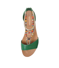 Jazmin Emerald Leather Sandals, DJANGO & JULIETTE - Shouz
