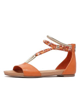 Jazmin Bright Orange Leather Sandals, DJANGO & JULIETTE - Shouz