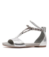 Jazmin Silver Leather Sandals, DJANGO & JULIETTE - Shouz