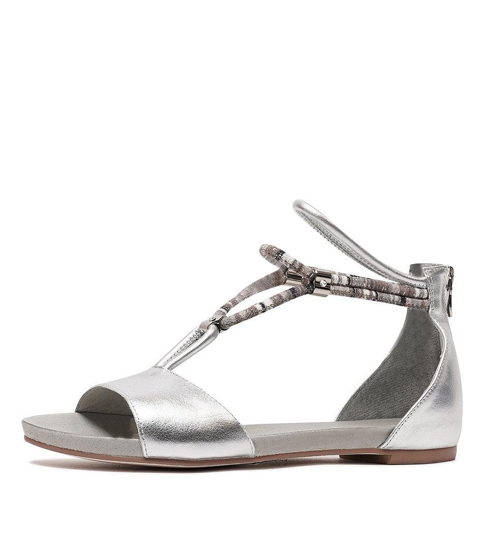 Jazmin Silver Leather Sandals, DJANGO & JULIETTE - Shouz