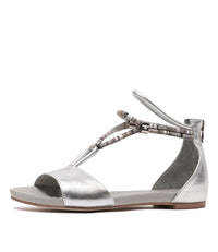 Jazmin Silver Leather Sandals, DJANGO & JULIETTE - Shouz