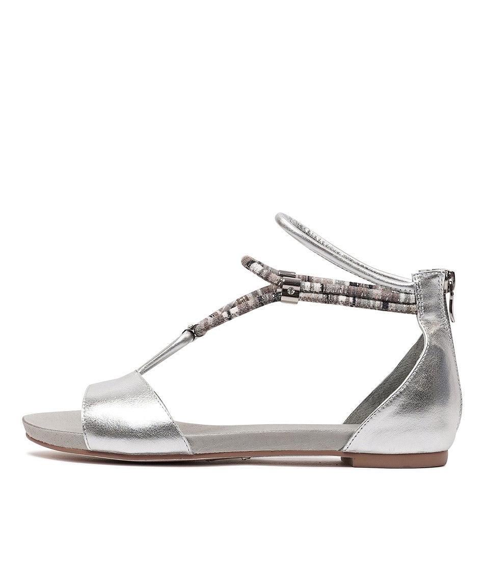 Jazmin Silver Leather Sandals, DJANGO & JULIETTE - Shouz