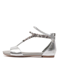 Jazmin Silver Leather Sandals, DJANGO & JULIETTE - Shouz