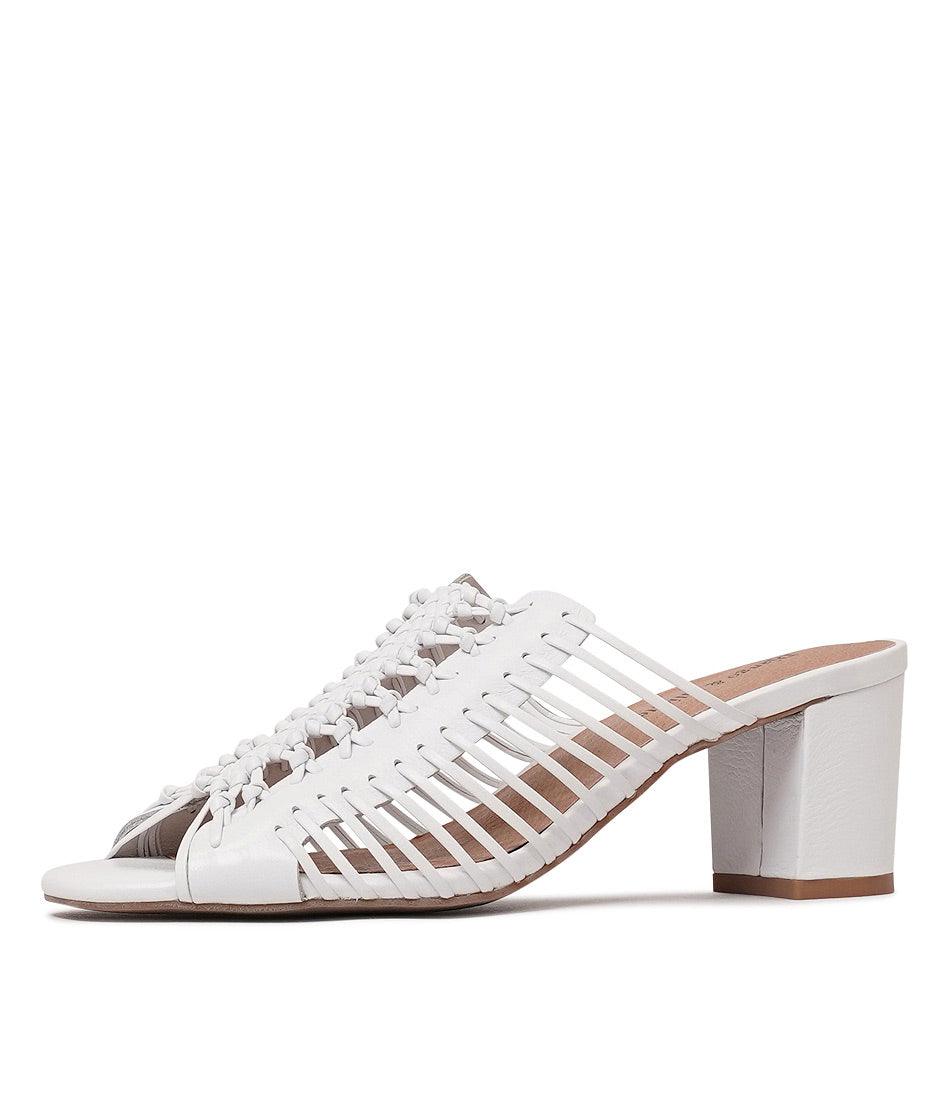 Edan White Leather Heels - Shouz