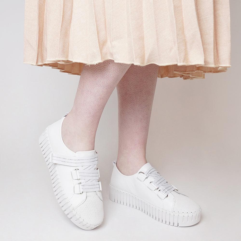 Brightery White/ White Silver Leather Sneakers, DJANGO & JULIETTE - Shouz