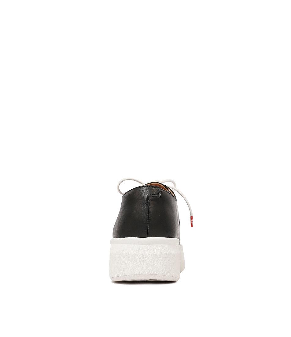 Derby City Black Leather Lace Up Flats, ROLLIE - Shouz