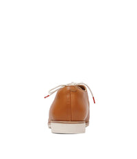 Derby Cognac Leather Lace Up Flats, ROLLIE - Shouz